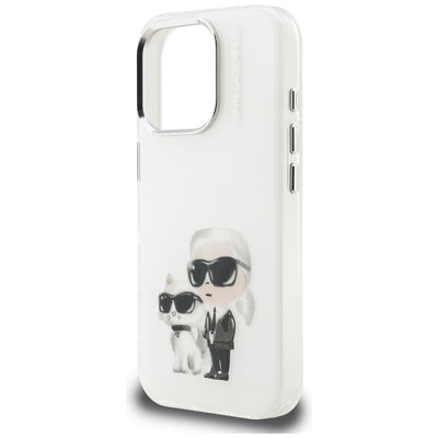 Karl Lagerfeld IML Aquarelle Karl &amp; Choupette &amp; Logo Case for iPhone 16 Pro Max - White