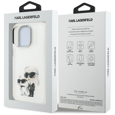 Karl Lagerfeld IML Aquarelle Karl &amp; Choupette &amp; Logo Case for iPhone 16 Pro Max - White