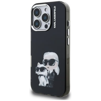 Karl Lagerfeld IML Aquarelle Karl &amp; Choupette &amp; Logo Case for iPhone 16 Pro Max - Black