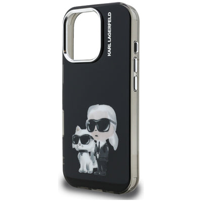 Karl Lagerfeld IML Aquarelle Karl &amp; Choupette &amp; Logo Case for iPhone 16 Pro Max - Black