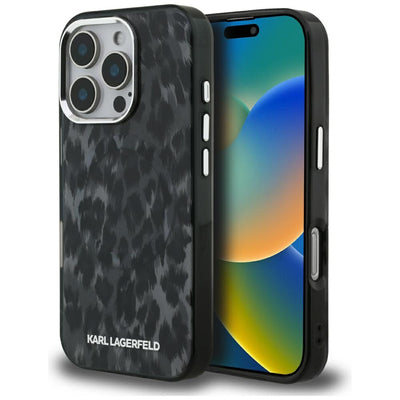 Karl Lagerfeld IML Leopard Pattern MagSafe Case for iPhone 16 Pro Max - Black