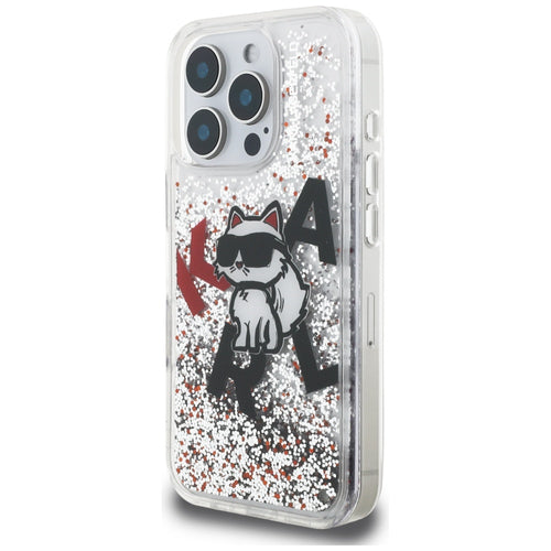 Karl Lagerfeld Liquid Glitter Choupette Logo Case for iPhone 16 Pro - Clear