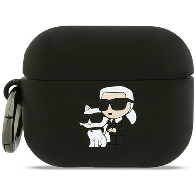 Karl Lagerfeld Silicone Karl &amp; Chaupette Head 3D Case for AirPods Pro 3 - Black