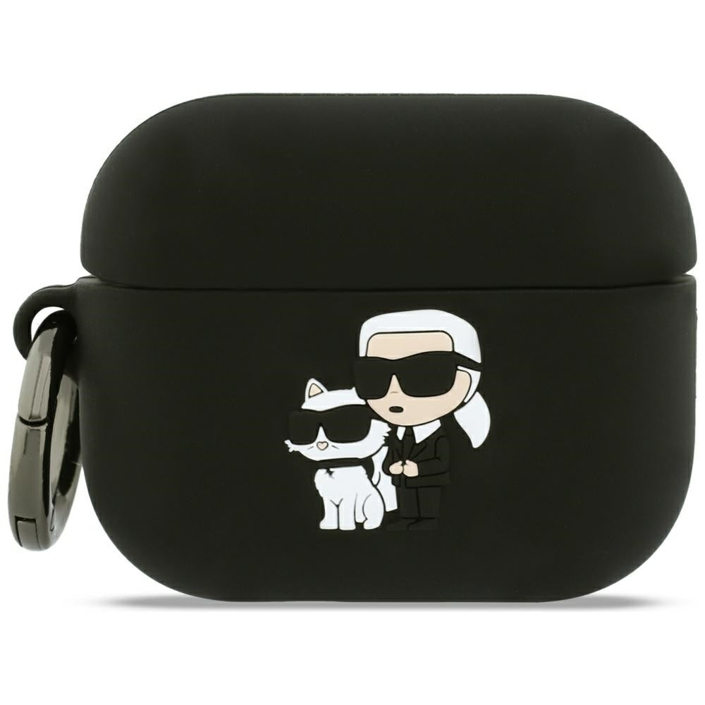 Karl Lagerfeld Silicone Karl &amp; Chaupette Head 3D Case for AirPods Pro 3 - Black