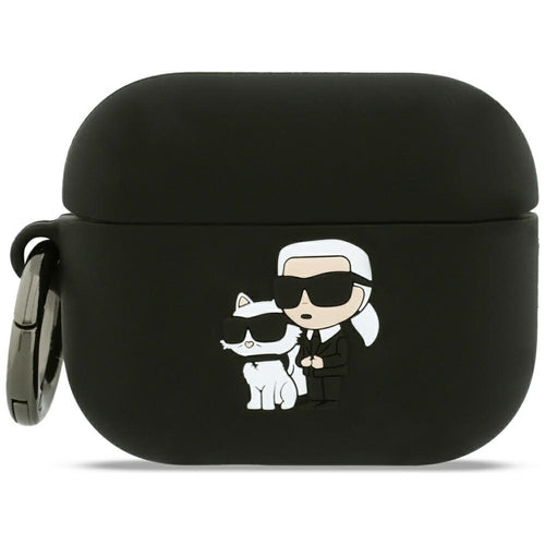 Karl Lagerfeld Silicone Karl &amp; Chaupette Head 3D Case for AirPods Pro 3 - Black