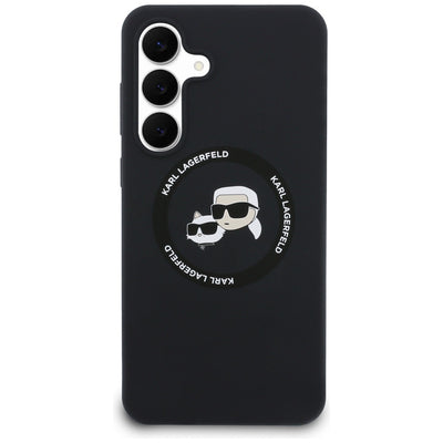 Karl Lagerfeld Silicone Karl &amp; Choupette Heads MagSafe Case for Samsung Galaxy S25 FE - Black