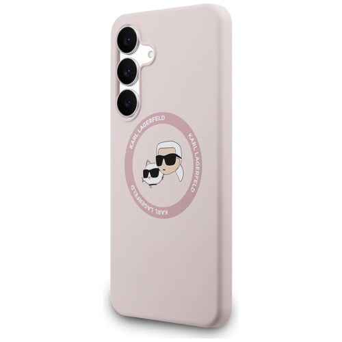 Karl Lagerfeld Silicone Karl &amp; Choupette Heads MagSafe Case for Samsung Galaxy S25 FE - Pink