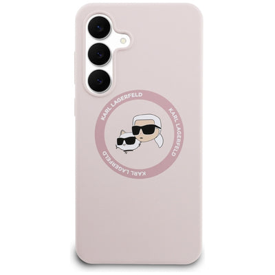 Karl Lagerfeld Silicone Karl &amp; Choupette Heads MagSafe Case for Samsung Galaxy S25 FE - Pink