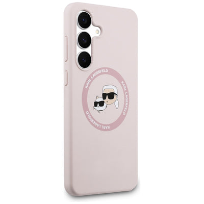 Karl Lagerfeld Silicone Karl &amp; Choupette Heads MagSafe Case for Samsung Galaxy S25 FE - Pink