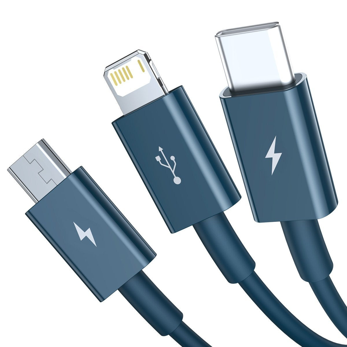 USB cable 3in1 Baseus Superior Series, USB to micro USB / USB-C / Lightning, 3.5A, 1.5m (blue) - Product Image 3
