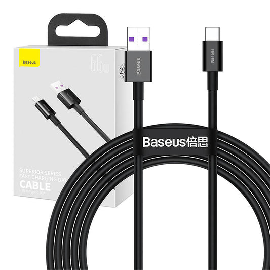 Baseus Superior Series Cable USB to USB-C, 66W, 2m (black) - Product Image 1