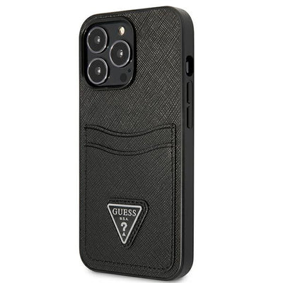 Etui Guess Saffiano Triangle Logo Cardslot na iPhone 13 / 13 Pro - czarne