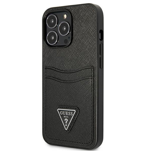 Etui Guess Saffiano Triangle Logo Cardslot na iPhone 13 / 13 Pro - czarne