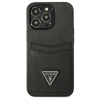 Etui Guess Saffiano Triangle Logo Cardslot na iPhone 13 / 13 Pro - czarne