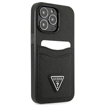 Etui Guess Saffiano Triangle Logo Cardslot na iPhone 13 / 13 Pro - czarne