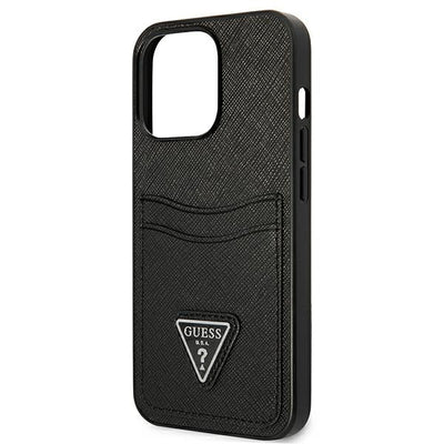 Etui Guess Saffiano Triangle Logo Cardslot na iPhone 13 / 13 Pro - czarne