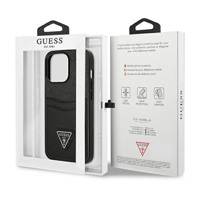 Etui Guess Saffiano Triangle Logo Cardslot na iPhone 13 / 13 Pro - czarne