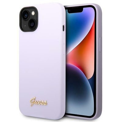 Guess Silicone Vintage Gold Logo Case for iPhone 14 / 15 Plus - Purple