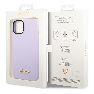 Guess Silicone Vintage Gold Logo Case for iPhone 14 / 15 Plus - Purple