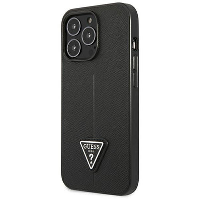 Etui Guess Saffiano Triangle Logo na iPhone 14 Pro Max - czarne