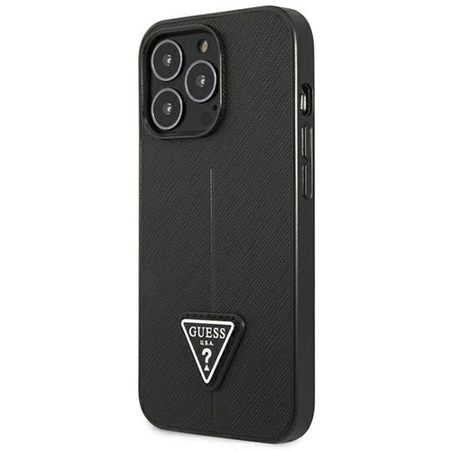 Etui Guess Saffiano Triangle Logo na iPhone 14 Pro Max - czarne