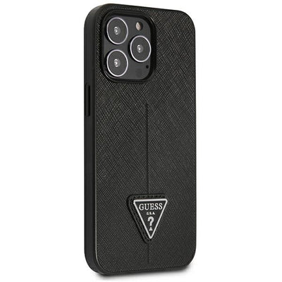 Etui Guess Saffiano Triangle Logo na iPhone 14 Pro Max - czarne