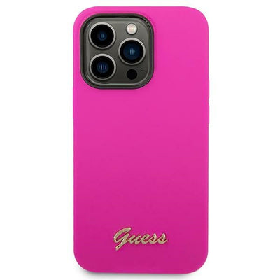 Etui Guess Silicone Vintage Gold Logo na iPhone 14 Pro Max - fuksja