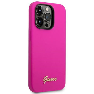 Etui Guess Silicone Vintage Gold Logo na iPhone 14 Pro Max - fuksja