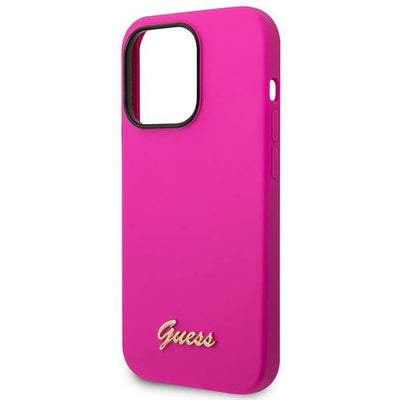Etui Guess Silicone Vintage Gold Logo na iPhone 14 Pro Max - fuksja
