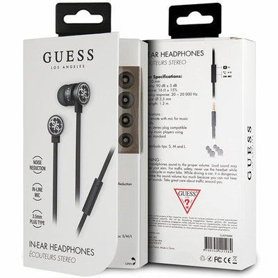 Słuchawki przewodowe Guess GUEPWIBK 3,5mm - czarno-srebrny