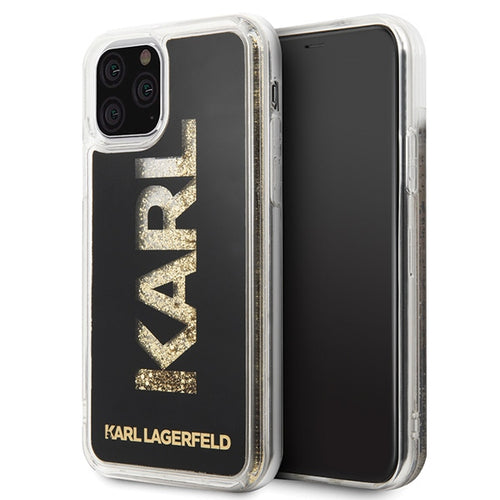 Etui Karl Lagerfeld Karl logo Glitter na iPhone 11 Pro - czarne