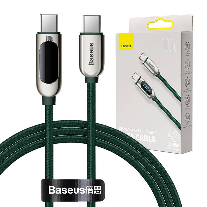 Baseus Display Cable USB-C to USB-C 100W 1m (green) - Product Image 1