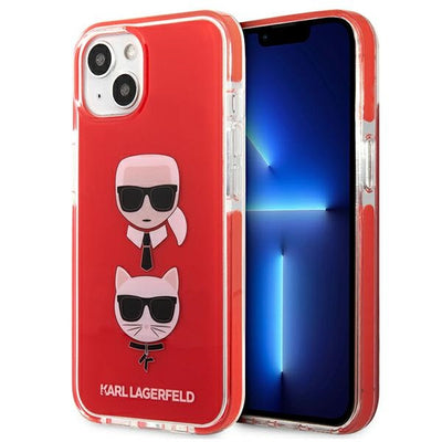 Etui Karl Lagerfeld Karl&Choupette Head na iPhone 13/ 14 / 15 - czerwone