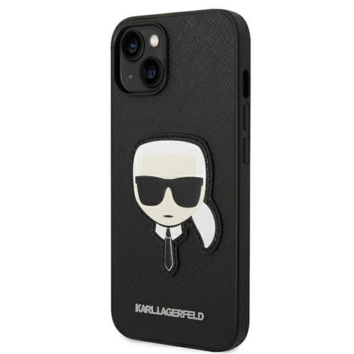 Etui Karl Lagerfeld Saffiano Karl`s Head Patch na iPhone 13 / 14 / 15 - czarne