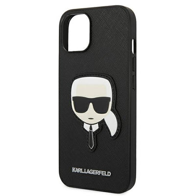 Etui Karl Lagerfeld Saffiano Karl`s Head Patch na iPhone 13 / 14 / 15 - czarne