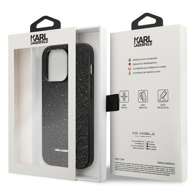 Etui Karl Lagerfeld Glitter Plaque Logo na iPhone 14 Pro Max - czarne