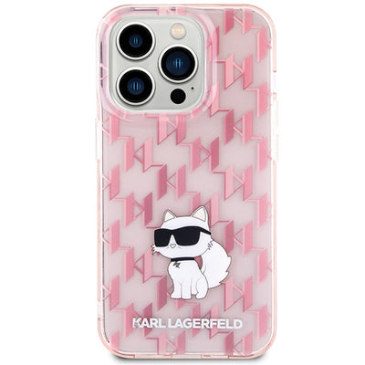 Karl Lagerfeld Monogram Choupette iPhone 15 Pro Case - Pink