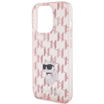 Karl Lagerfeld Monogram Choupette iPhone 15 Pro Case - Pink