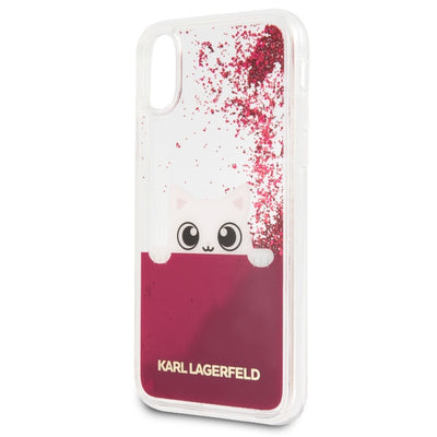 Etui Karl Lagerfeld Liquid Glitter na iPhone X - różowe
