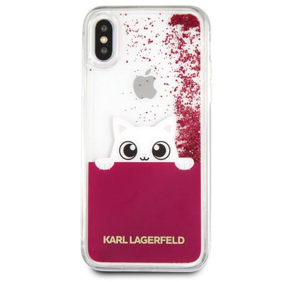 Etui Karl Lagerfeld Liquid Glitter na iPhone X - różowe