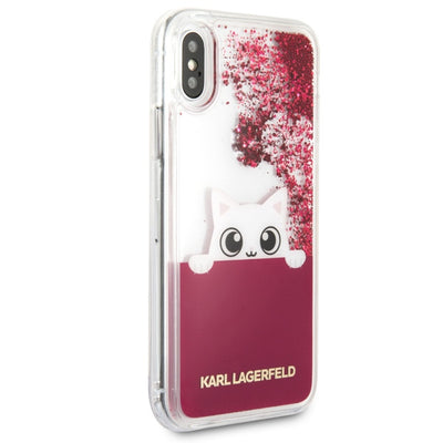 Etui Karl Lagerfeld Liquid Glitter na iPhone X - różowe