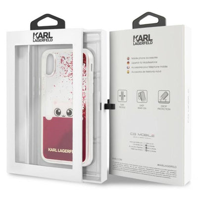 Etui Karl Lagerfeld Liquid Glitter na iPhone X - różowe