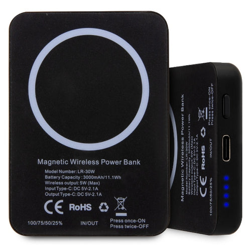 Karl Lagerfeld Ikonik MagSafe 5W 3000mAh Inductive Power Bank - Black
