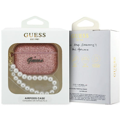 Guess Glitter Pearl Strap Case for AirPods Pro 3 - Pink