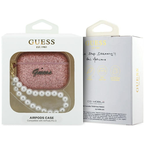 Guess Glitter Pearl Strap Case for AirPods Pro 3 - Pink