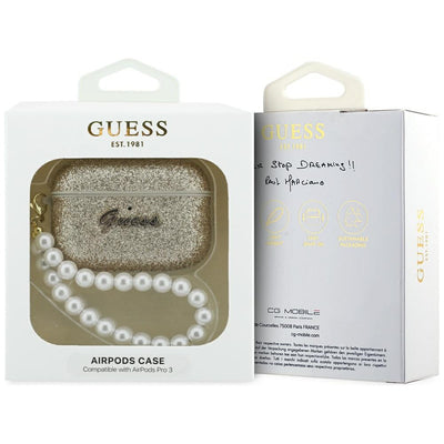 Guess Glitter Pearl Strap Case for AirPods Pro 3 - Gold