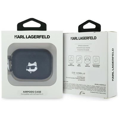 Karl Lagerfeld Monogram Choupette Head Case for AirPods Pro 3 - Black