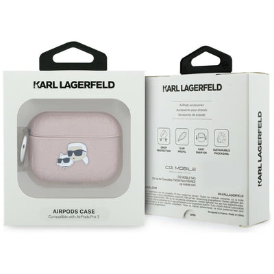 Karl Lagerfeld Monogram Karl &amp; Choupette Head Case for AirPods Pro 3 - Pink