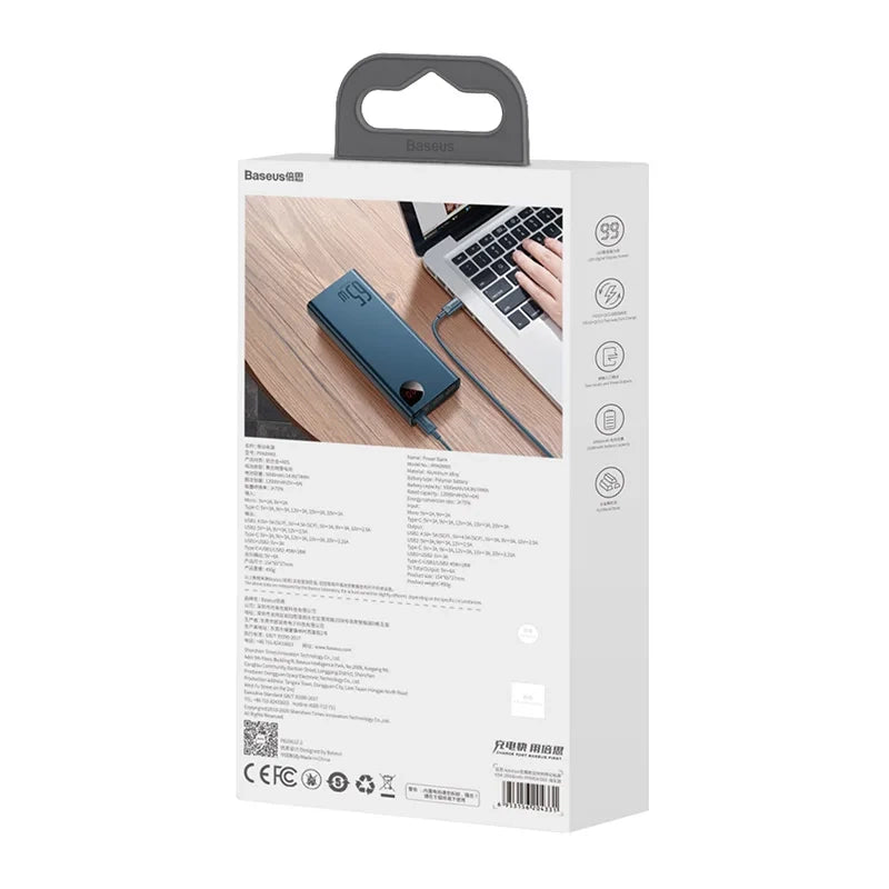 Powerbank Baseus Adaman Metal 20000mAh PD QC 3.0 65W 2xUSB + USB-C + micro USB (Blue) - Product Image 9