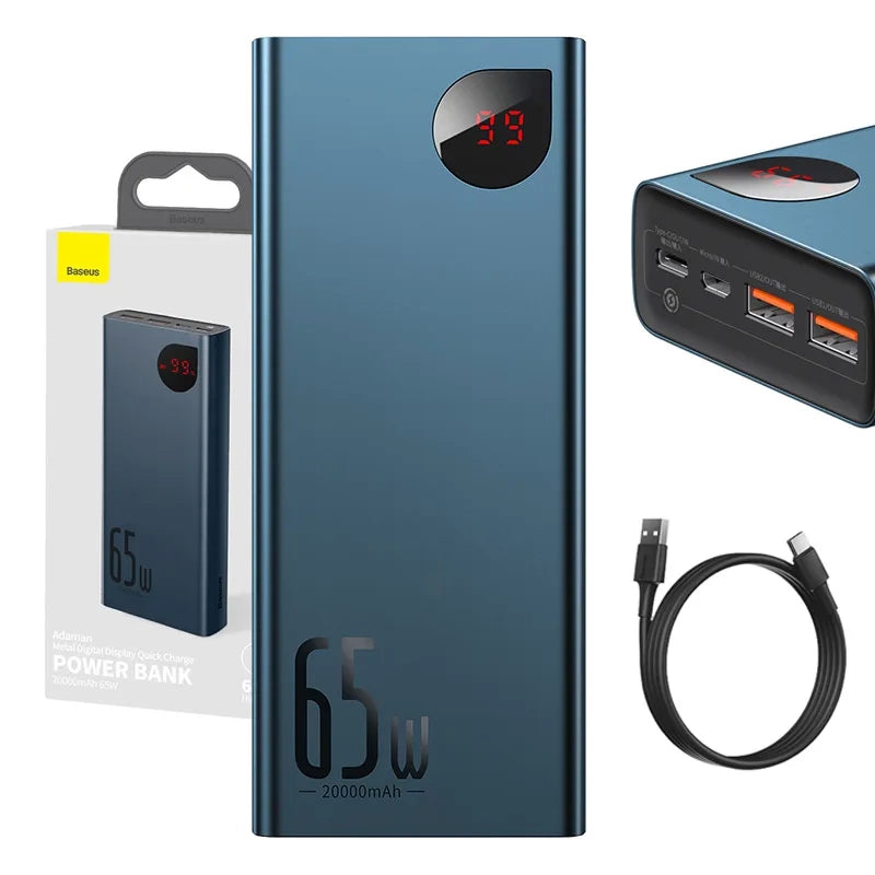Powerbank Baseus Adaman Metal 20000mAh PD QC 3.0 65W 2xUSB + USB-C + micro USB (Blue) - Product Image 10